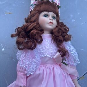 Vintage beautiful red hair porcelain doll